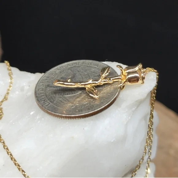 Minimalist Jewelry Dainty Rose pendant 14K Gold plated Hypoallergenic